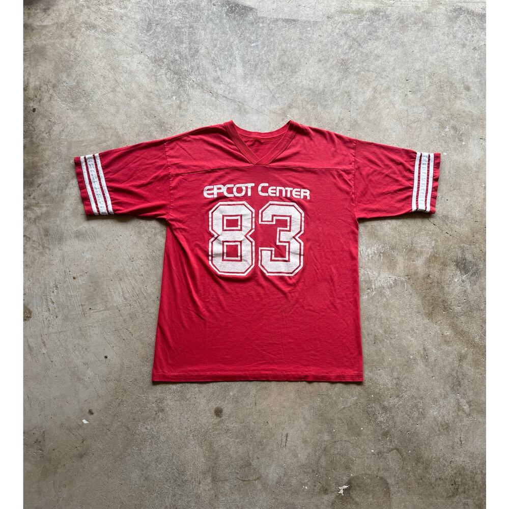 VTG 1983 Epcot Center Sportswear Ringer Style Single Stitch Red Tee Size Medium